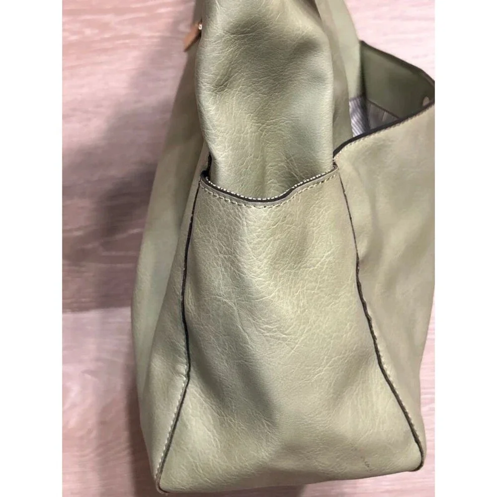 Unbranded Pistachio Faux Leather Slouchy Single Strap Multi Pocket Hobo Bag